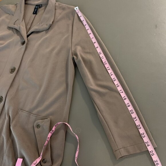 Focus Casual Life Womens L Jacket Cardigan Button Boho Taupe Lagenlook Relaxed - Picture 11 of 12